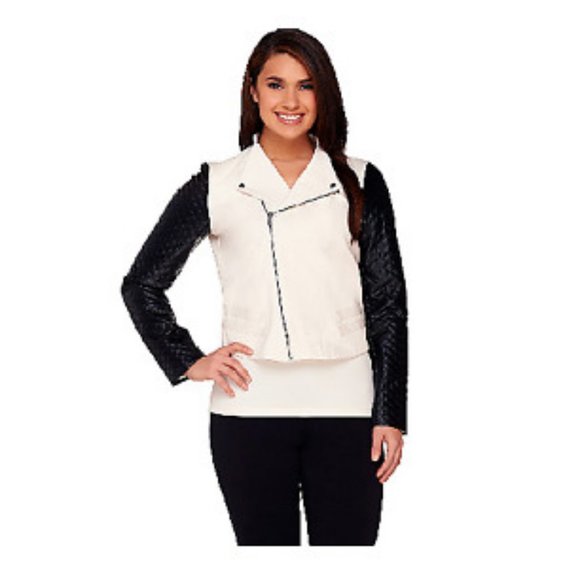 NWT VIEW WALTER BAKER QUILTED SLEEVE MOTO JACKET 10 - Picture 3 of 11